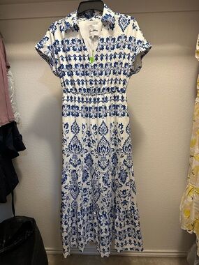 Sam Edelman Blue and White Printed Maxi Dress (B)